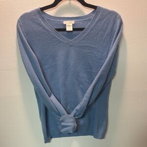 100% Cashmere V-Neck Sweater szS/PM in Periwinkle Blue by Worthington
